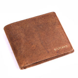Silviano Hunter – Rustic Tan RFID Protected Slim Leather Bifold Wallet with Coin Pocket & Gift Box