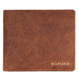 Silviano Hunter – Rustic Tan RFID Protected Slim Leather Bifold Wallet with Coin Pocket & Gift Box