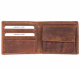 Silviano Hunter – Rustic Tan RFID Protected Slim Leather Bifold Wallet with Coin Pocket & Gift Box
