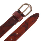 Bellagio – Scroll-Engraved Brown Leather Belt