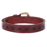 Perugia – Botanical-Engraved Burgundy Leather Belt