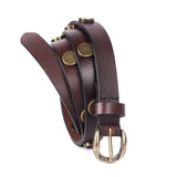 Rimini – Antique-Brass Rivet Brown Leather Belt