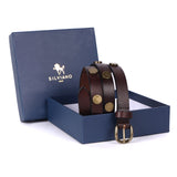 Rimini – Antique-Brass Rivet Brown Leather Belt