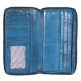 Azure Weave – Woven Leather Zip-Around Wallet