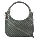 Verdant Halo – Perforated Leather Shoulder Bag
