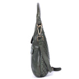 Verdant Halo – Perforated Leather Shoulder Bag