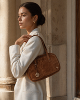 Suede Leather Bowling Bag