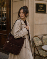 Suede Leather Bucket Tote