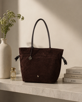 Suede Drawstring Leather Tote