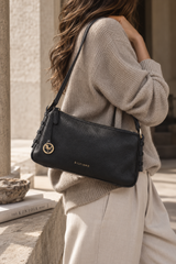 Noir Curve – Leather Shoulder Bag