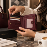 Montalcino – Croc-Embossed Suede Compact Wallet