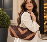 Matera – Patchwork Leather and Suede East-West Shoulder Bag
