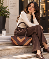 Matera – Patchwork Leather and Suede East-West Shoulder Bag