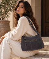 Studded Suede Shoulder Bag