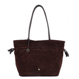 Suede Drawstring Leather Tote