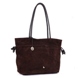 Suede Drawstring Leather Tote
