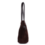 Suede Drawstring Leather Tote