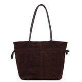 Suede Drawstring Leather Tote