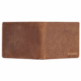 Silviano Hunter – Rustic Tan RFID Protected Slim Leather Bifold Wallet with Coin Pocket & Gift Box