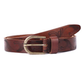 Bellagio – Scroll-Engraved Brown Leather Belt