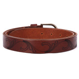 Bellagio – Scroll-Engraved Brown Leather Belt