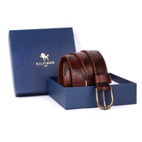 Bellagio – Scroll-Engraved Brown Leather Belt