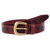Perugia – Botanical-Engraved Burgundy Leather Belt