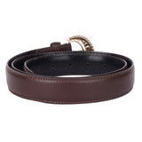 Bologna – Choc Truffle Leather Belt with Ornate Matte-Gold Buckle