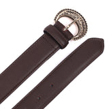 Bologna – Choc Truffle Leather Belt with Ornate Matte-Gold Buckle