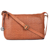 Cognac Grid – Woven Leather Crossbody Bag