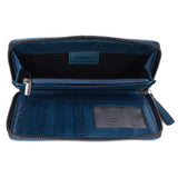 Azure Weave – Woven Leather Zip-Around Wallet