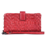 Crimson Weave – Woven Leather Wristlet Wallet