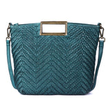 Teal Frame – Woven Leather Shoulder Bag