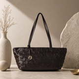 Handwoven Leather East-West Tote