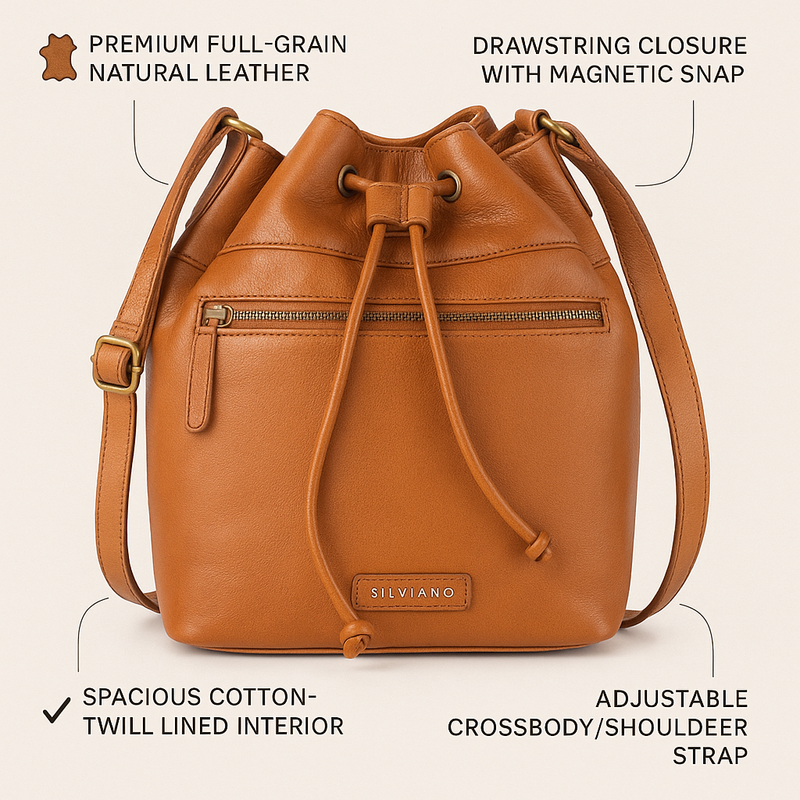 Soho – Drawstring Leather Bucket Bag