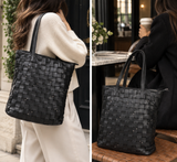 Noir Weave – Studded Leather Tote