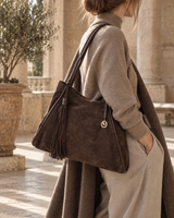 Mocha Suede – Suede Shoulder Tote