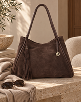 Mocha Suede – Suede Shoulder Tote