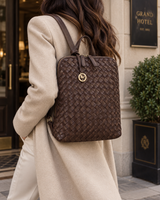 Espresso Weave – Woven Leather Backpack