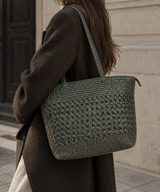 Verdigris Weave – Leather Tote Bag