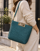 Teal Frame – Woven Leather Shoulder Bag