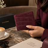 Montalcino – Croc-Embossed Suede Compact Wallet