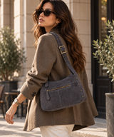 Studded Suede Shoulder Bag