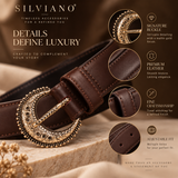 Bologna – Choc Truffle Leather Belt with Ornate Matte-Gold Buckle