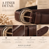 Bologna – Choc Truffle Leather Belt with Ornate Matte-Gold Buckle