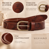 Bellagio – Scroll-Engraved Brown Leather Belt