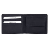 Silviano Henley – Noir Black RFID Protected Slim Leather Bifold Wallet with Coin Pocket & Gift Box
